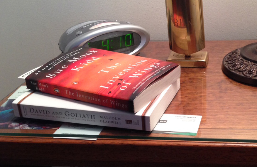 Side table with books
